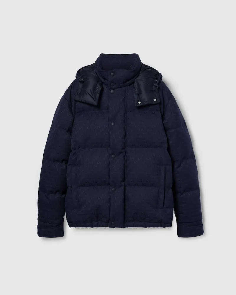 Gucci Daunenjacke aus GG Canvas, Größe Blau