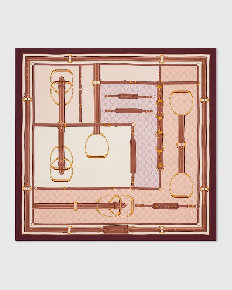 Gucci Vierecktuch aus Seidentwill mit Print Braun