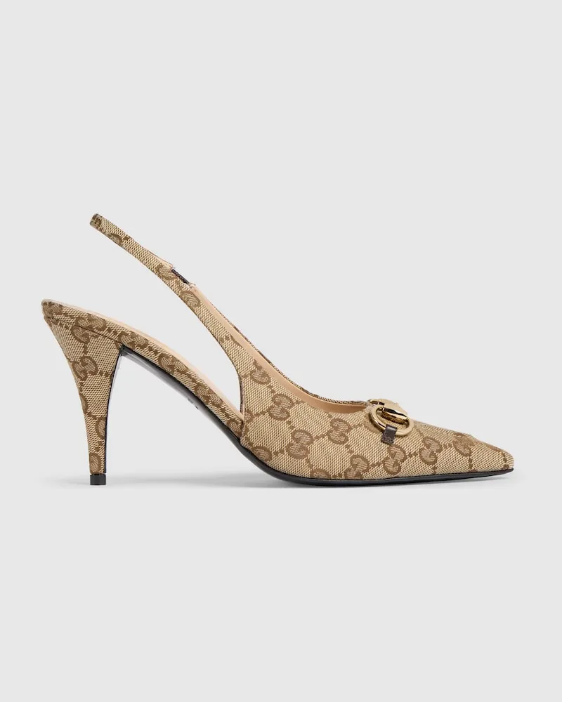 Gucci Damenpumps mit Fersenriemchen Und Horsebit Beige