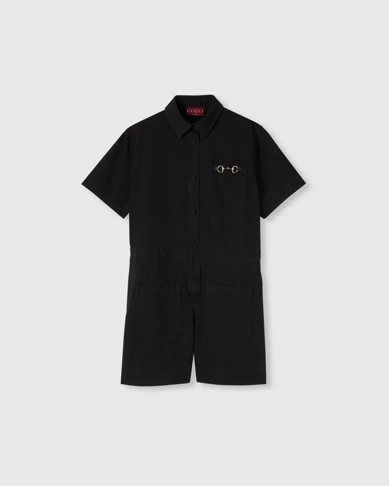 Gucci Overall aus Denim Mit Horsebit, Größe Schwarz