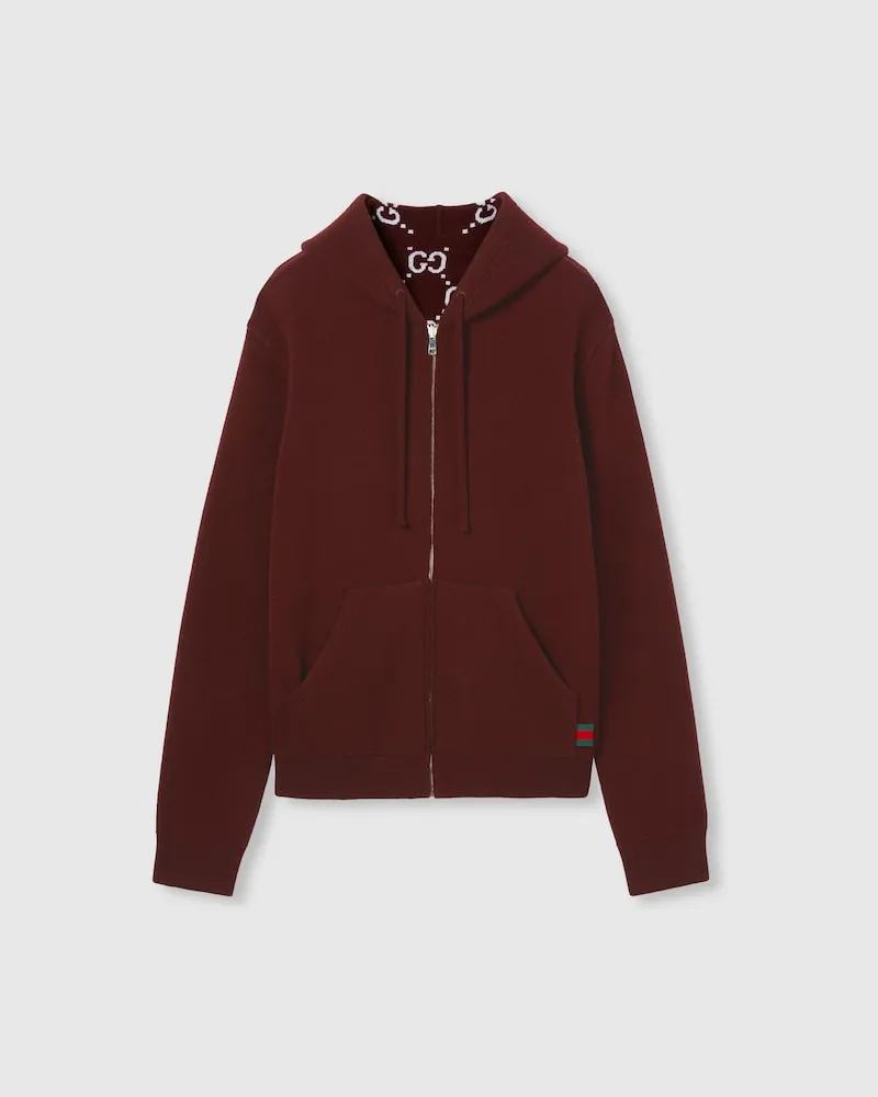 Gucci Wendbare Jacke aus Wolle Mit Reißverschluss, Größe Rot