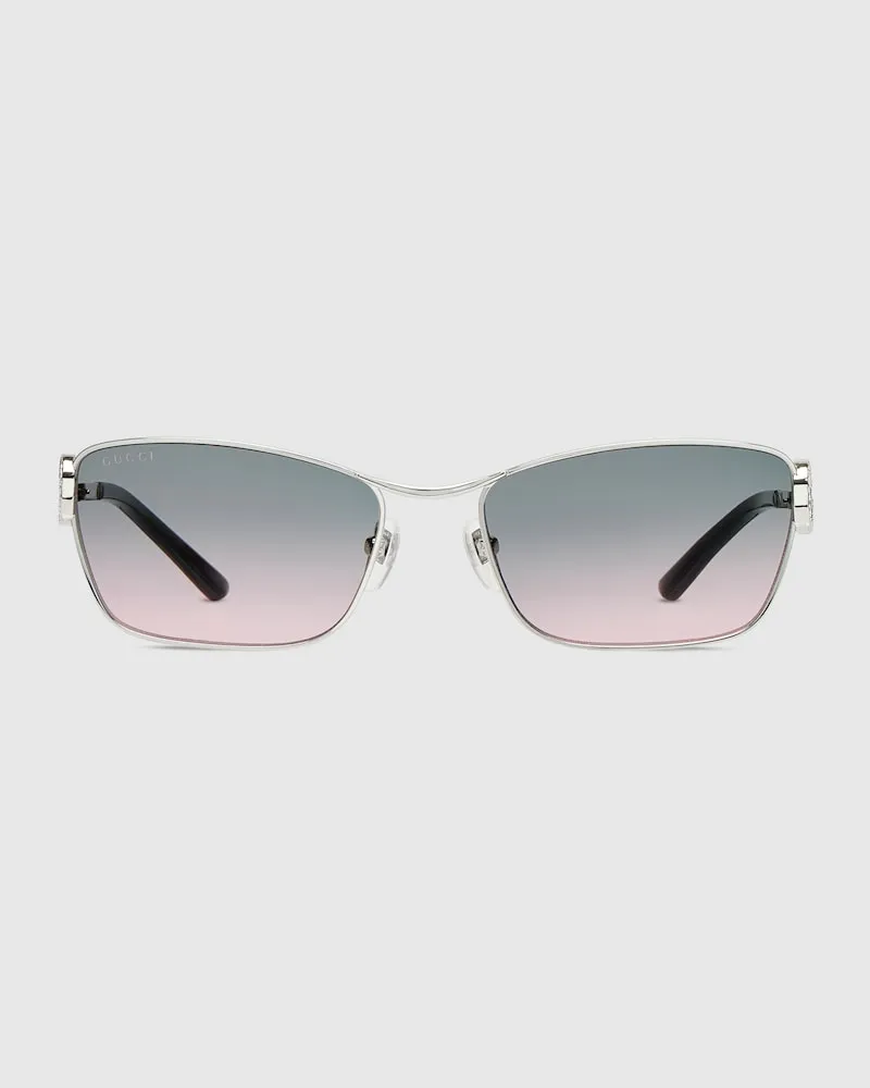 Gucci Sonnenbrille Mit Rechteckigem Rahmen Silver