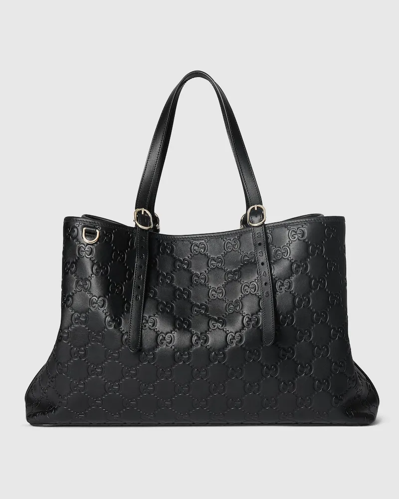 Gucci Großer GG Emblem Shopper Schwarz