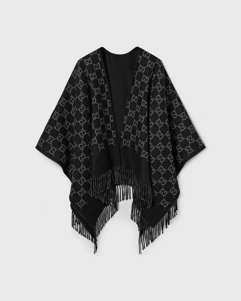 Gucci Cape aus GG Wolljacquard Schwarz