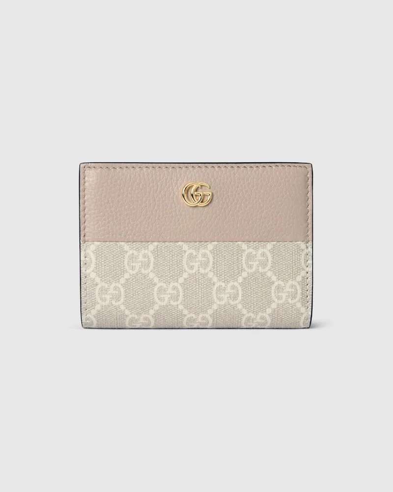 Gucci Kleine, Zweifarbige GG Marmont Brieftasche Nude