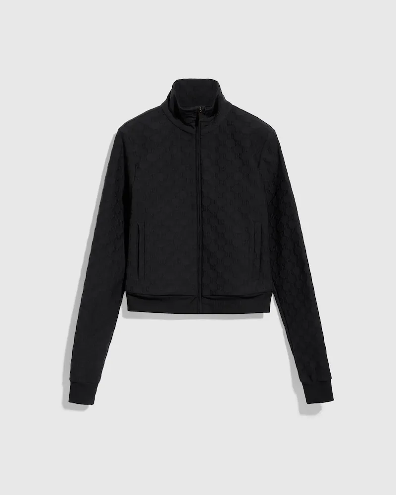 Gucci Jacke aus GG Jerseyjacquard mit Reißverschluss, Größe Schwarz