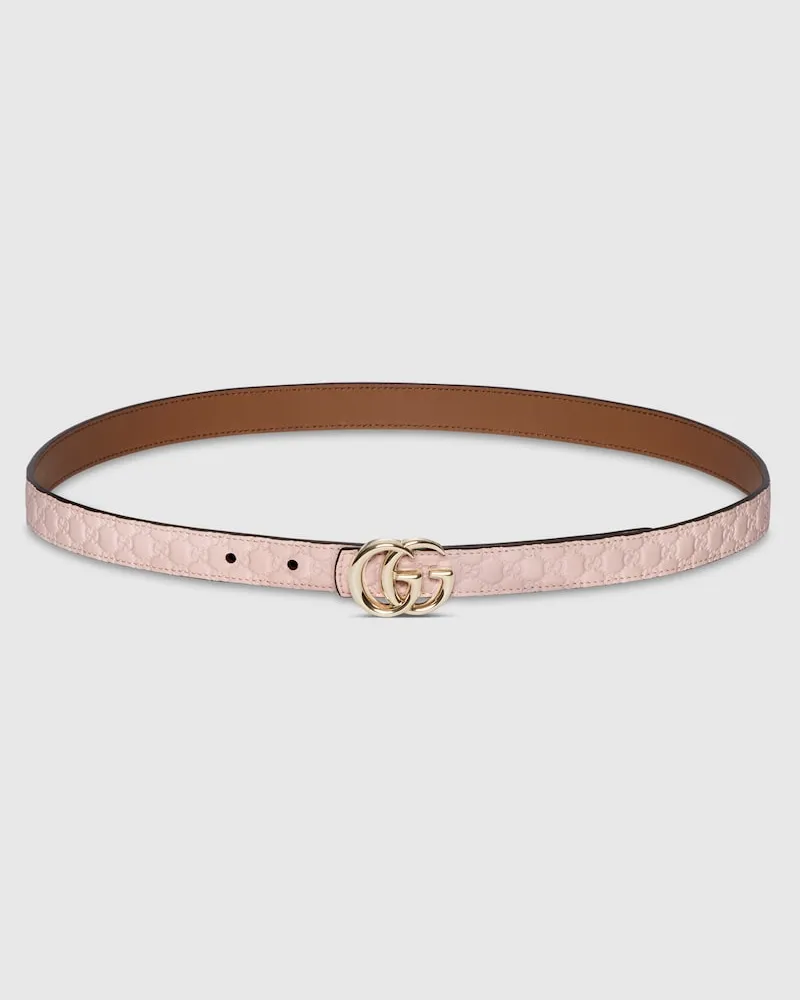 Gucci Schmaler, Wendbarer GG Marmont Gürtel, Größe 95 Pink