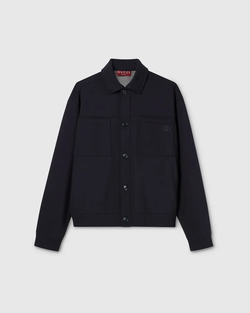 Gucci Jacke aus Baumwolljersey Mit Stickerei, Größe Blau