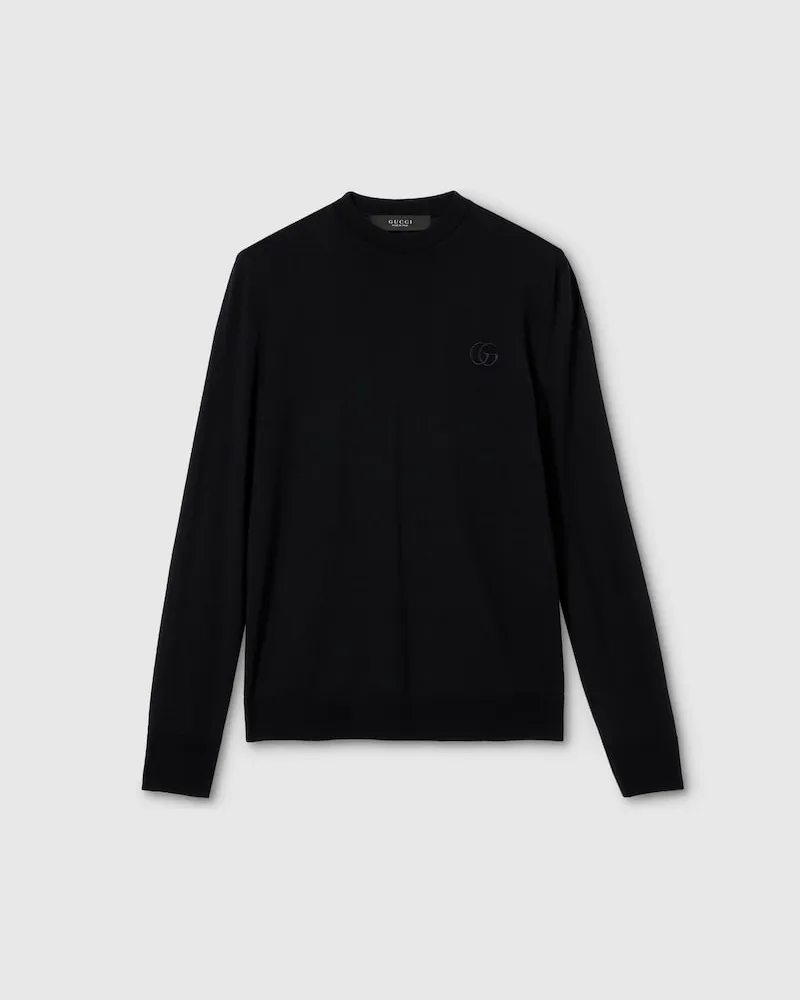 Gucci Pullover aus Wollstrick Mit Stickerei, Größe Schwarz