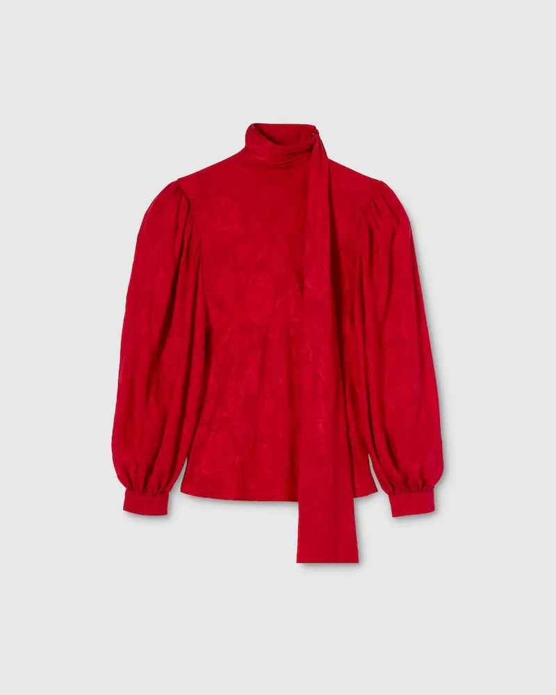 Gucci Bluse aus Seidentwill-Jacquard, Größe Rot