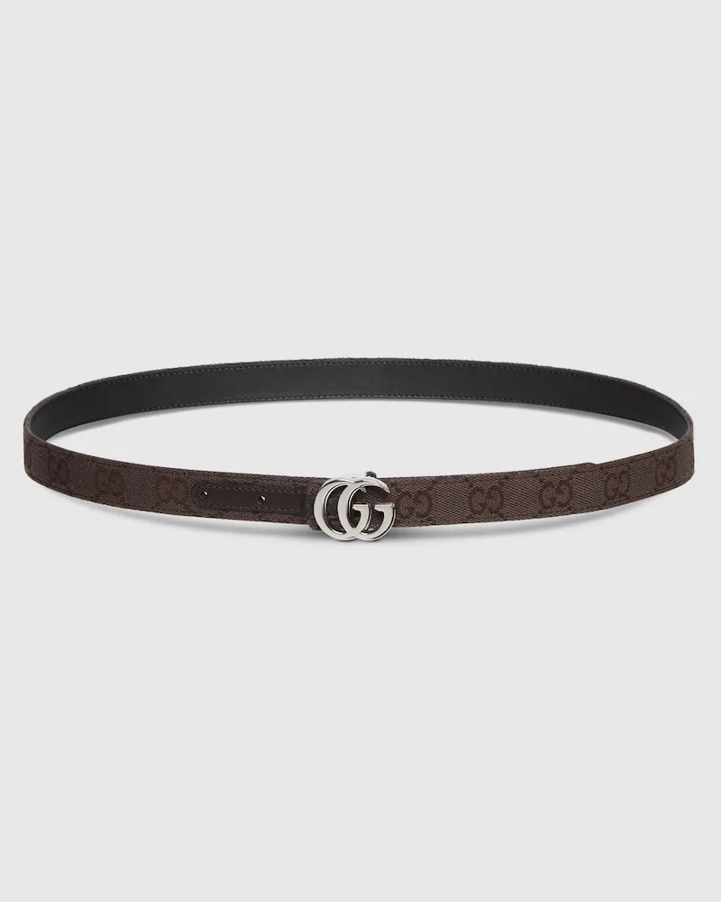 Gucci Schmaler, Wendbarer GG Marmont Gürtel, Größe 95 Braun