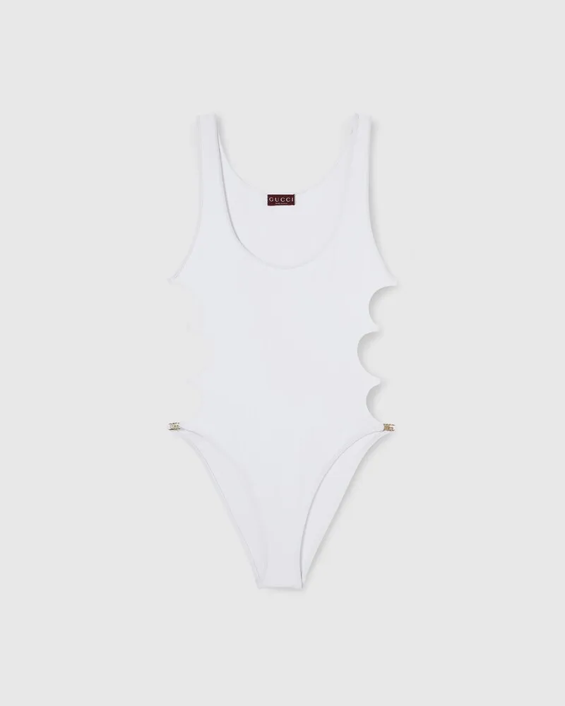 Gucci Maillot De Bain En Jersey Stretch Étincelant, Taille Blanc
