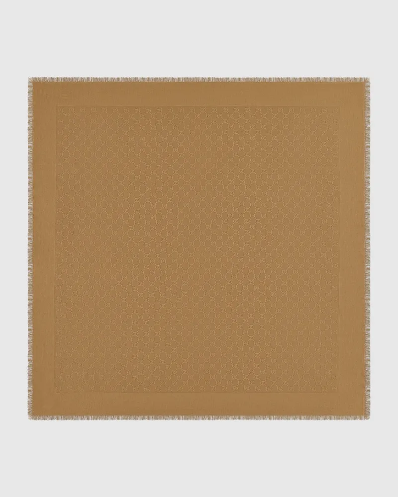 Gucci Halstuch aus GG Baumwoll- Und Seidenjacquard Beige