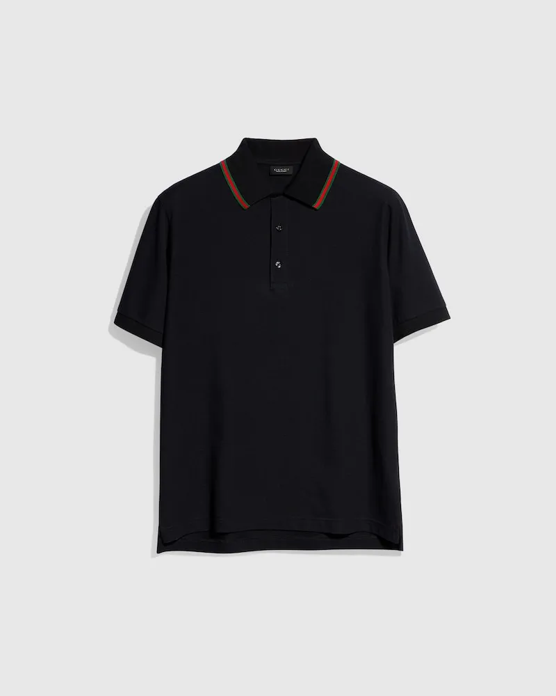 Gucci Poloshirt aus Baumwoll-Jersey-Piqué, Größe Schwarz