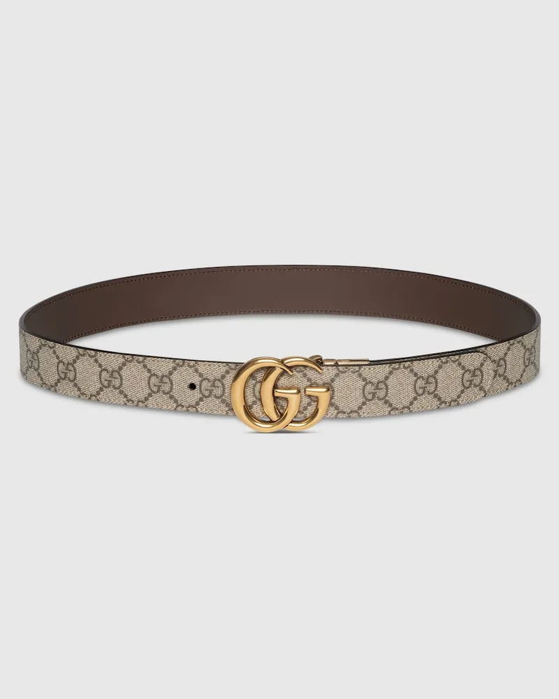 Gucci Wendbarer GG Marmont Gürtel Beige
