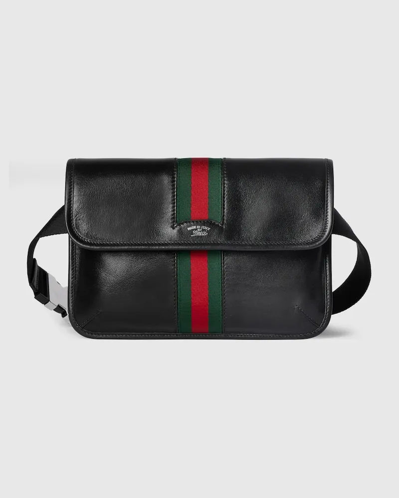 Gucci Kleine Web Trademark Gürteltasche, Größe 90 Schwarz