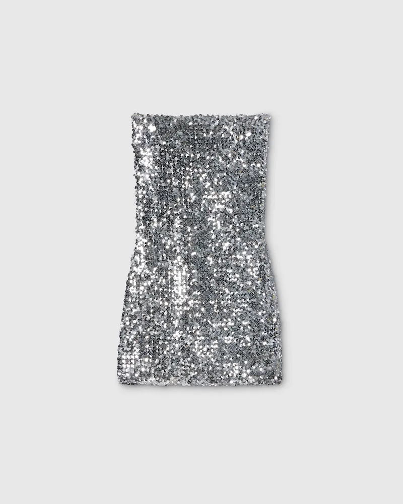 Gucci Kleid aus Stretch-Stoff Mit Pailletten-Stickerei, Größe Silver