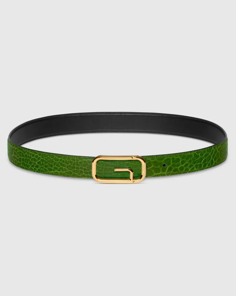 Gucci Wendbarer Gürtel Mit Square G Schnalle, Größe 95 Grün