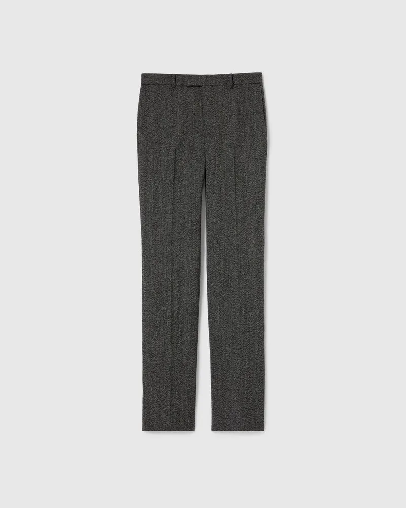 Gucci Hose aus Woll-Mouliné Mit Fischgratmuster, Größe Grau