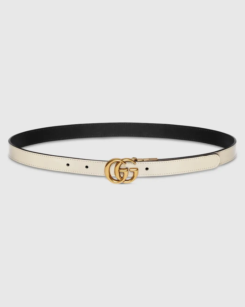 Gucci Schmaler, Wendbarer GG Marmont Gürtel, Größe 95 Schwarz