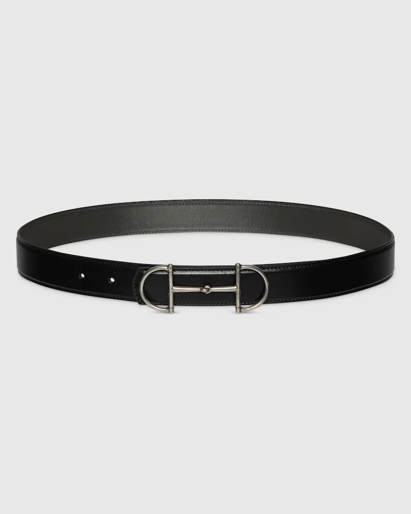 Gucci Wendbarer Gürtel aus Leder Mit Horsebit, Größe 95 Schwarz