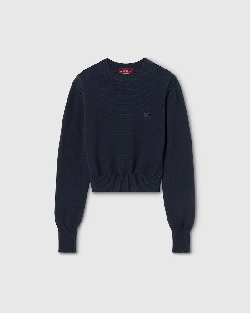 Gucci Sweatshirt aus Baumwolle Mit Stickerei, Größe Blau