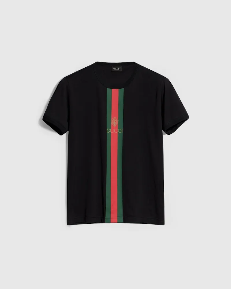Gucci T-Shirt aus Baumwolljersey mit Print, Größe Schwarz