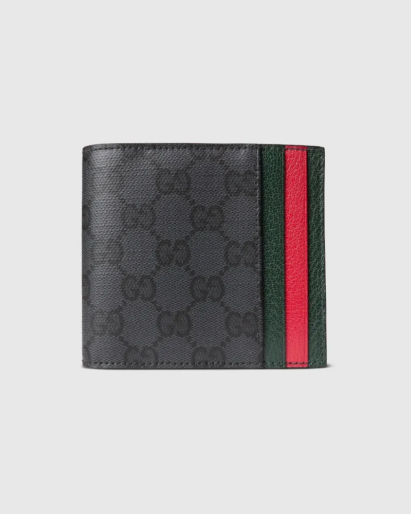 Gucci Faltbrieftasche mit Web-Kartenfächern Schwarz