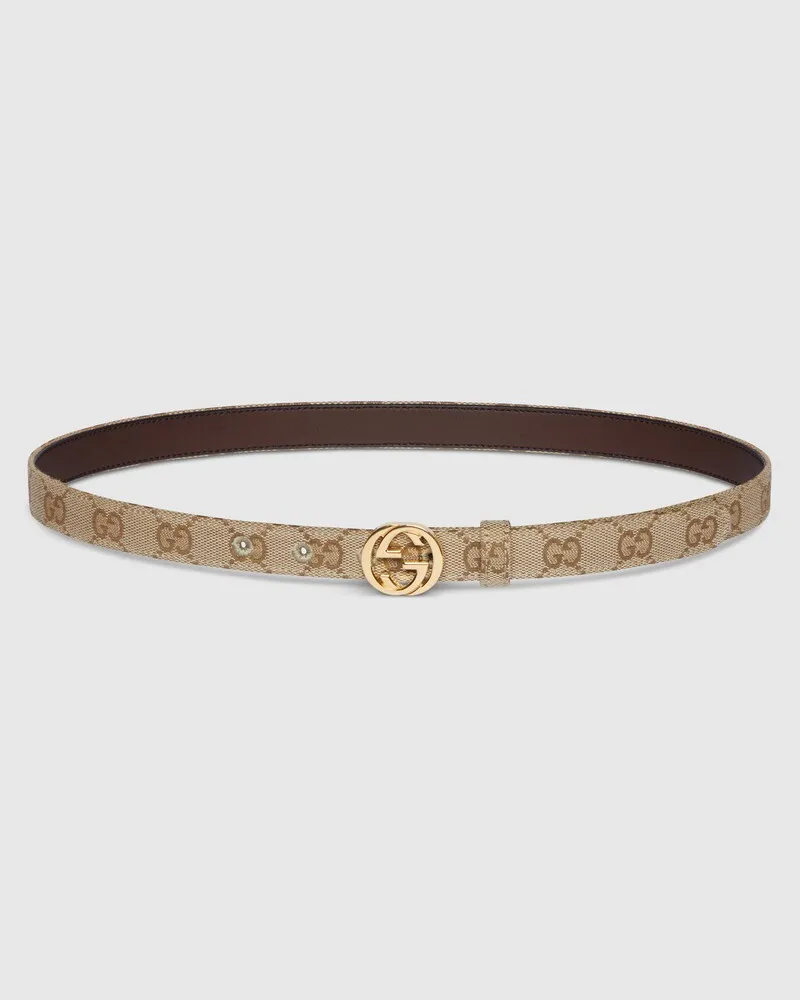 Gucci Schmaler Gürtel mit GG Schnalle Beige