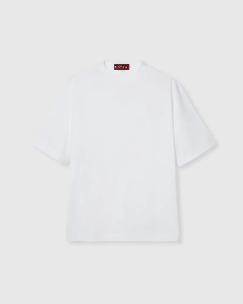 Gucci T-Shirt aus Leichtem Baumwolljersey, Größe Weiß