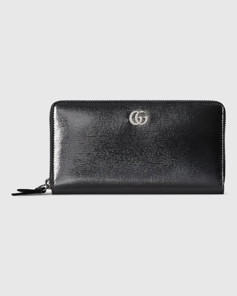 Gucci Portefeuille Zippé Bicolore GG Marmont Gris