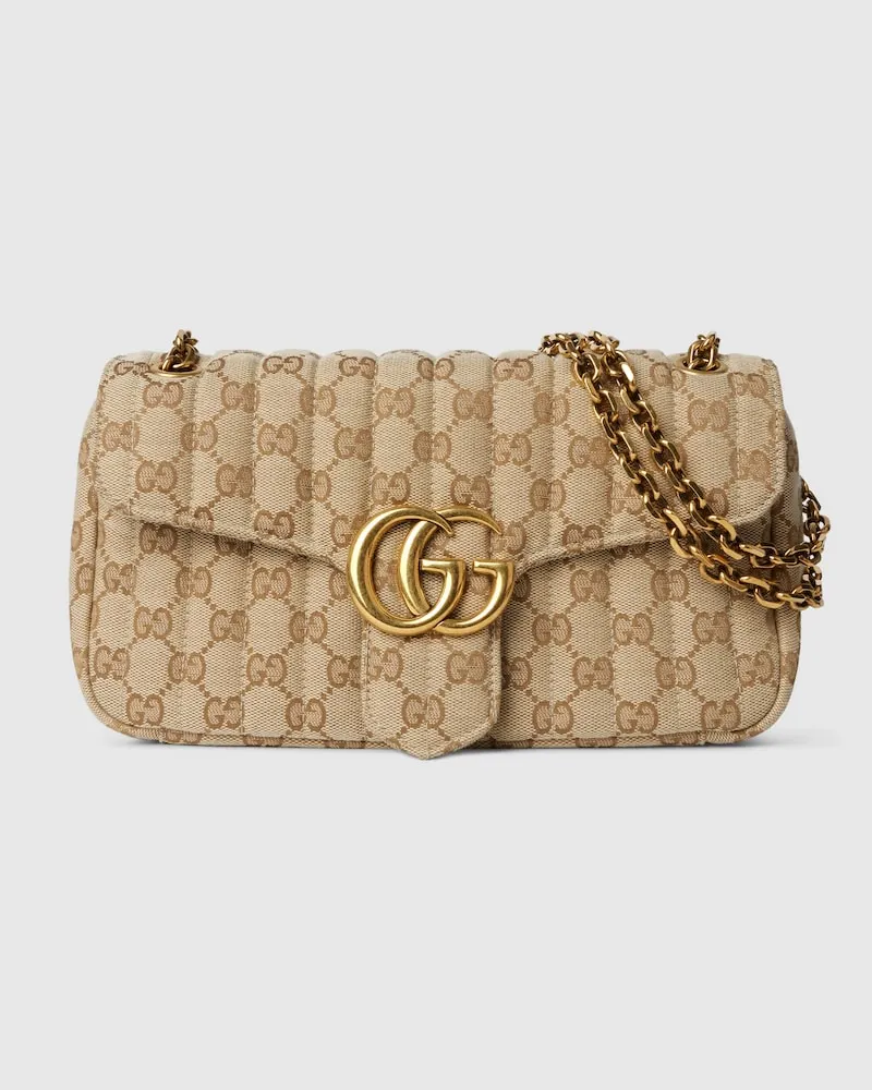Gucci Jetset GG Marmont Mittelgroße Schultertasche Beige