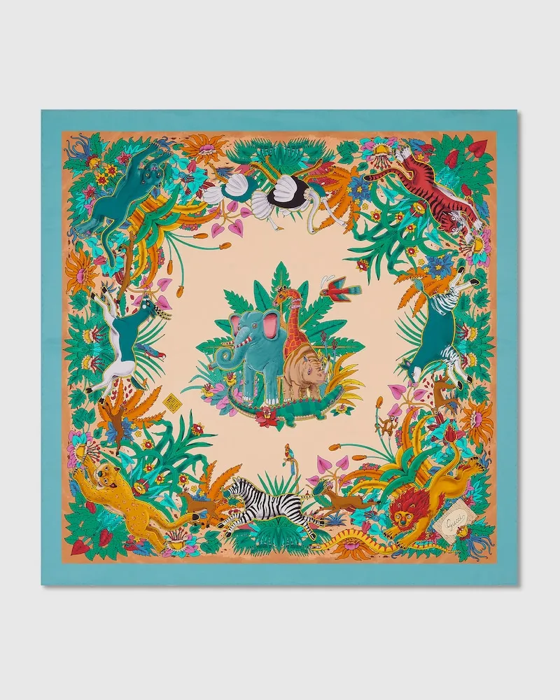 Gucci Vierecktuch aus Seide Mit Print, 90 x 90 Projekt Mehrfarbige
