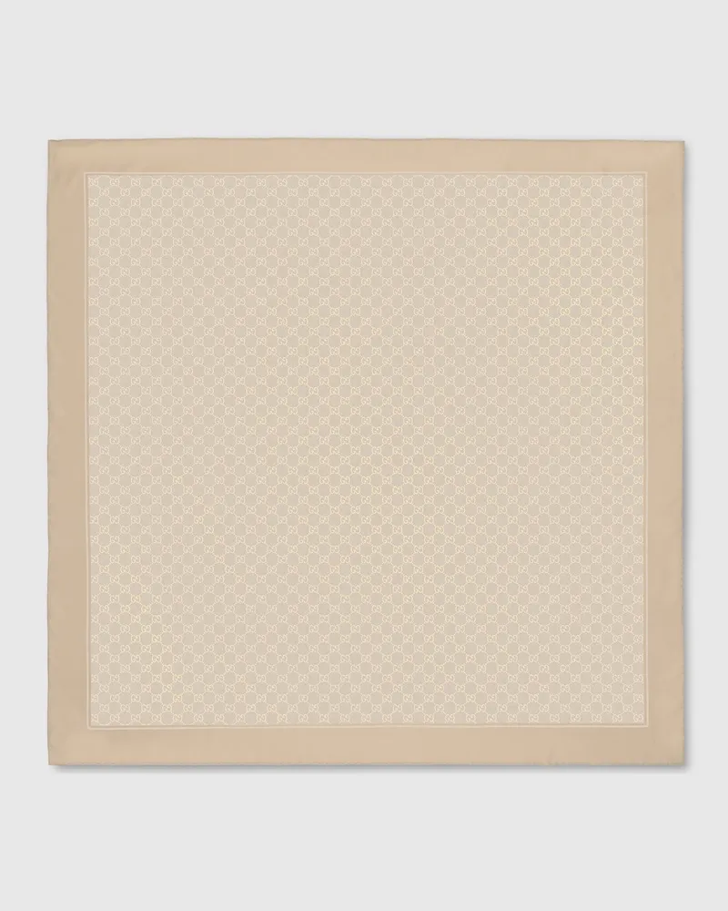Gucci Vierecktuch aus Seidentwill mit Laminiertem Print Nude
