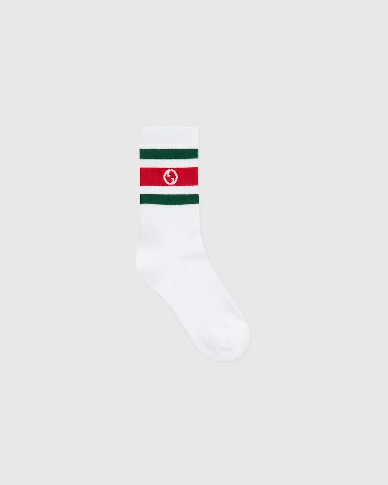 Gucci Chaussettes En Coton À Motif GG Enlacés Rond, Taille Blanc