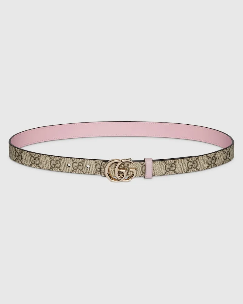 Gucci Schmaler, Wendbarer GG Marmont Gürtel, Größe 95 Beige