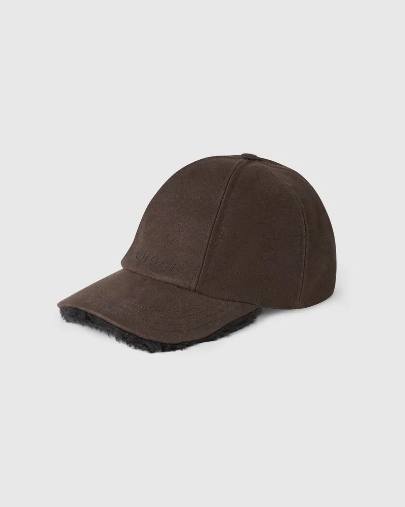 Gucci Fischerhut aus Baumwolle Und Shearling, Größe Braun