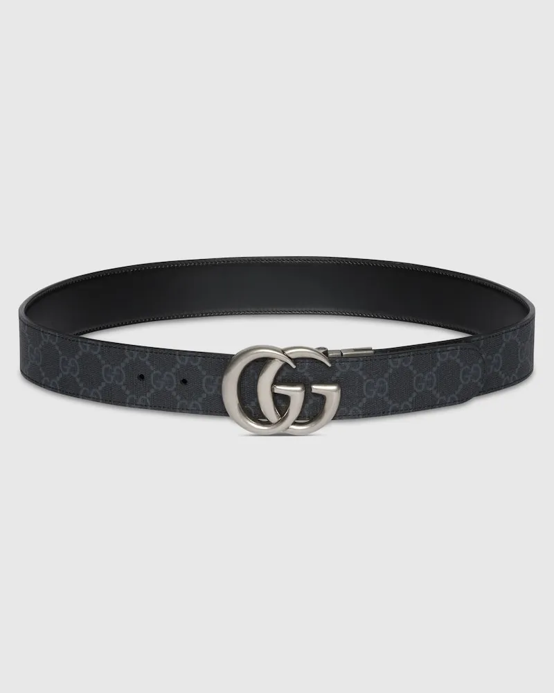 Gucci Wendbarer GG Marmont Gürtel, Größe 95 Schwarz