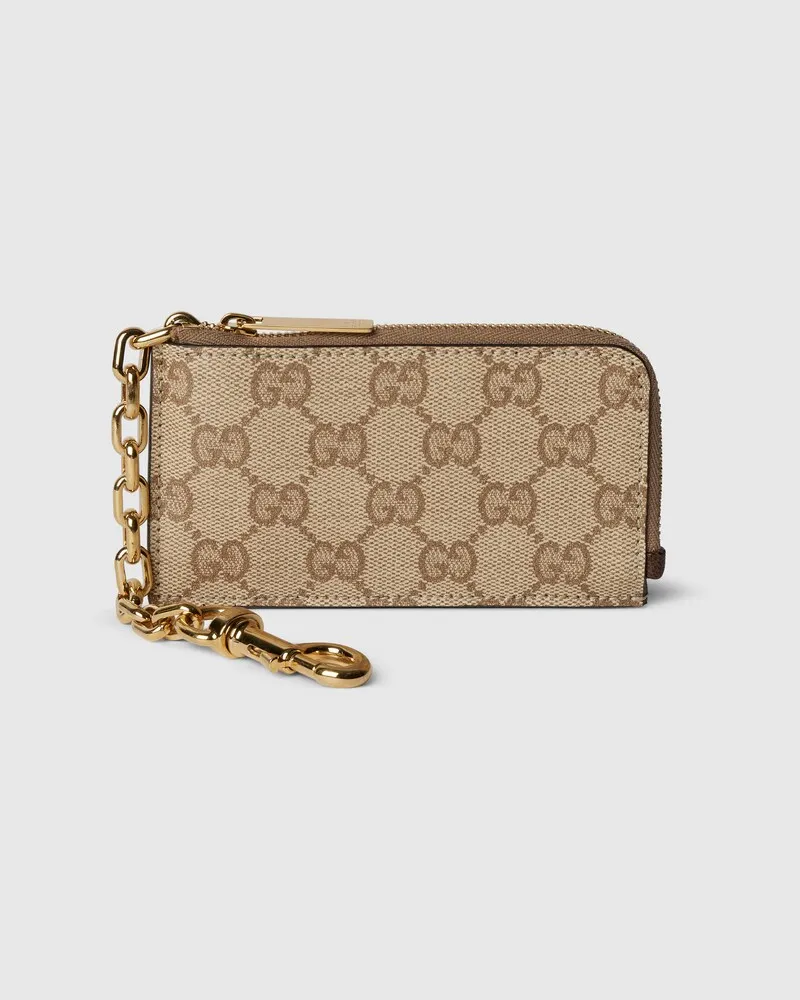 Gucci Essence Classic Schlüsseletui mit Reißverschluss Beige
