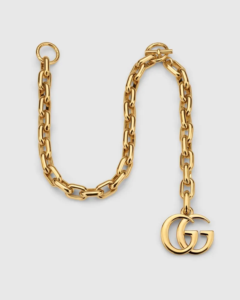 Gucci Gürtel mit Doppel G Anhänger Goldfarbenes