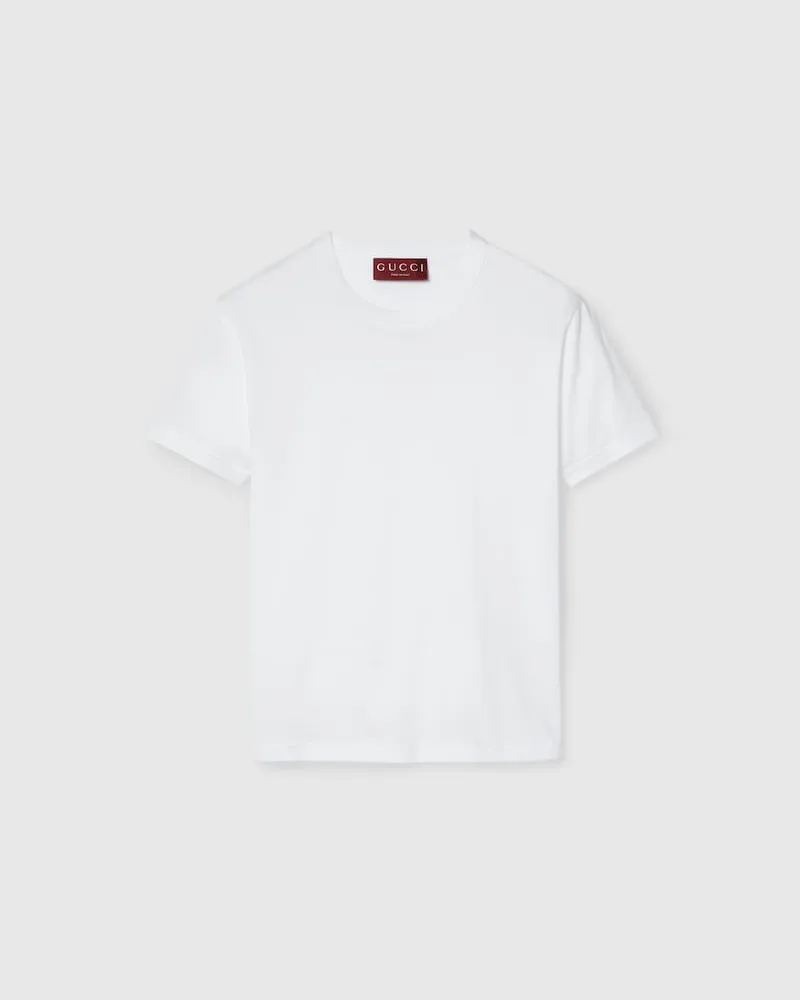 Gucci T-Shirt aus Leichtem Baumwolljersey, Größe Weiß
