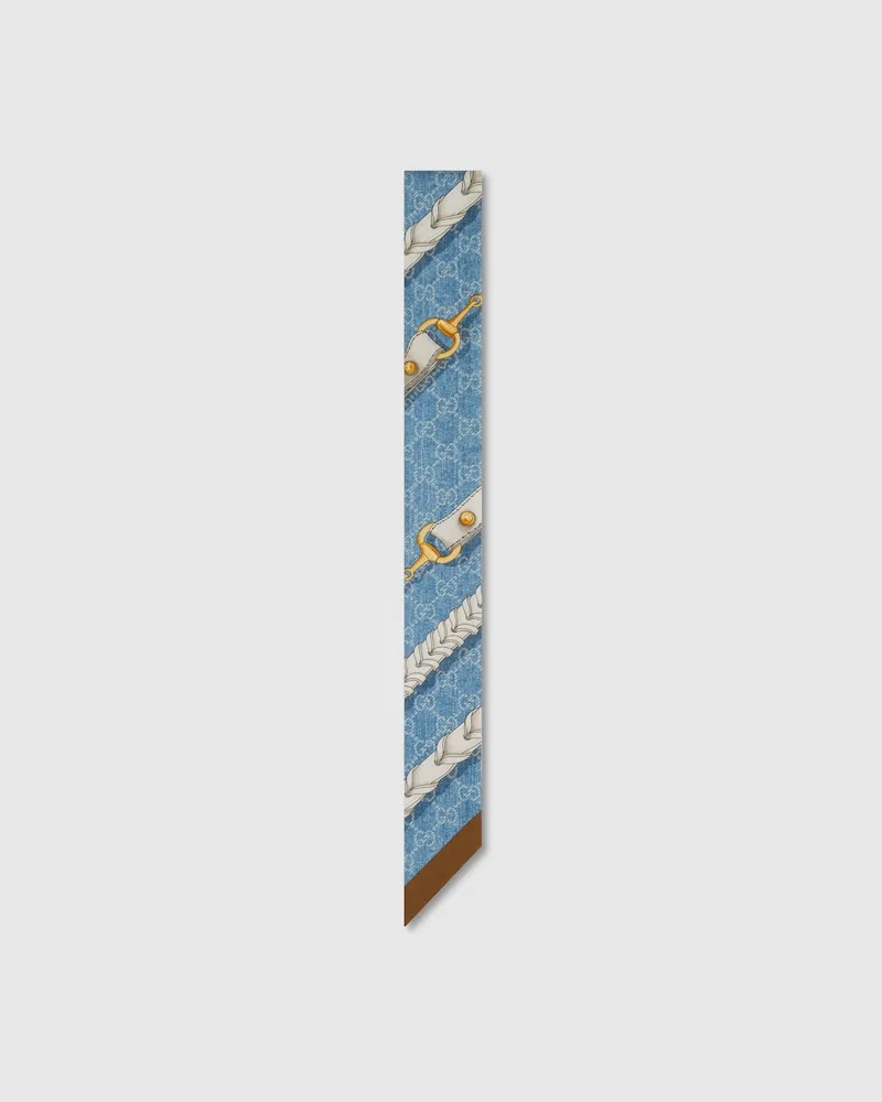 Gucci Band aus Seidentwill Mit GG Print Blau