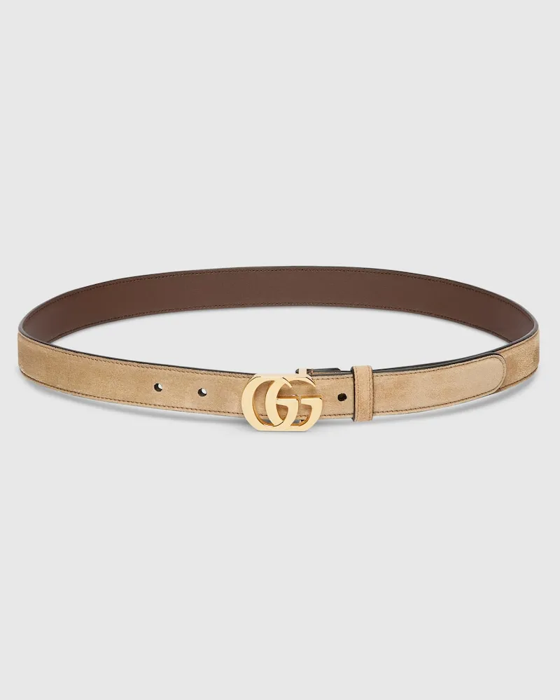 Gucci Cut GG Marmont Schmaler Gürtel Beige