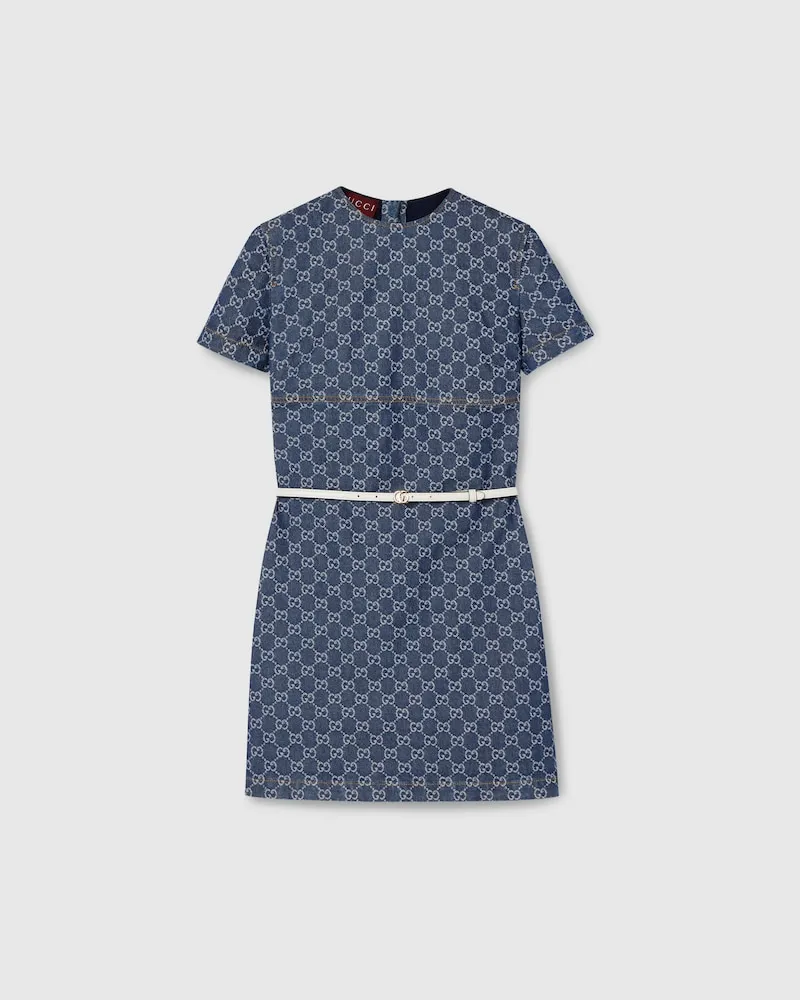 Gucci Kleid aus GG Denim-Jacquard, Größe Blau