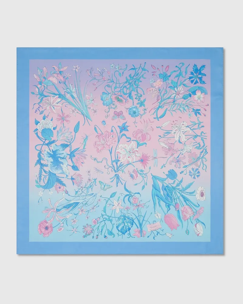 Gucci Vierecktuch aus Seide Mit Print, 90 x 90 Projekt Blau