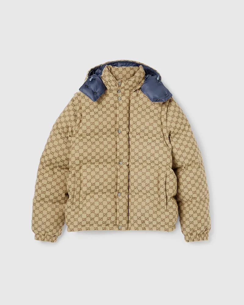 Gucci Daunenjacke aus GG Canvas, Größe Beige
