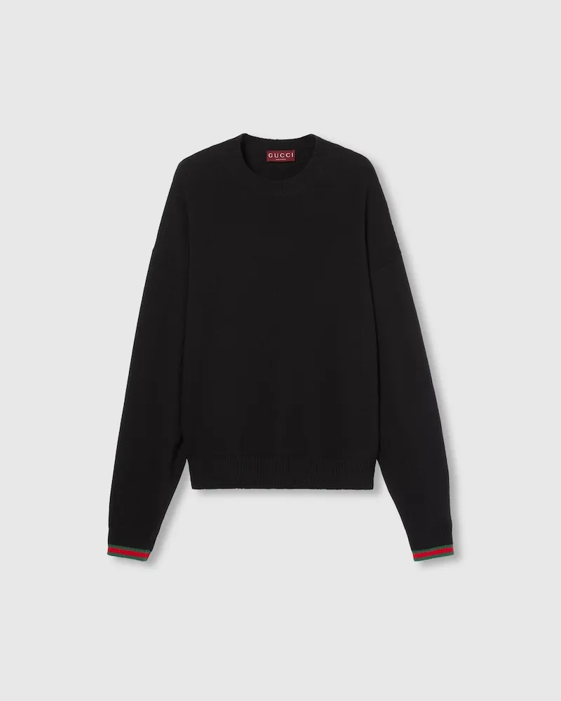 Gucci Pullover aus Kaschmirwolle Mit Web-Besatz, Größe Schwarz