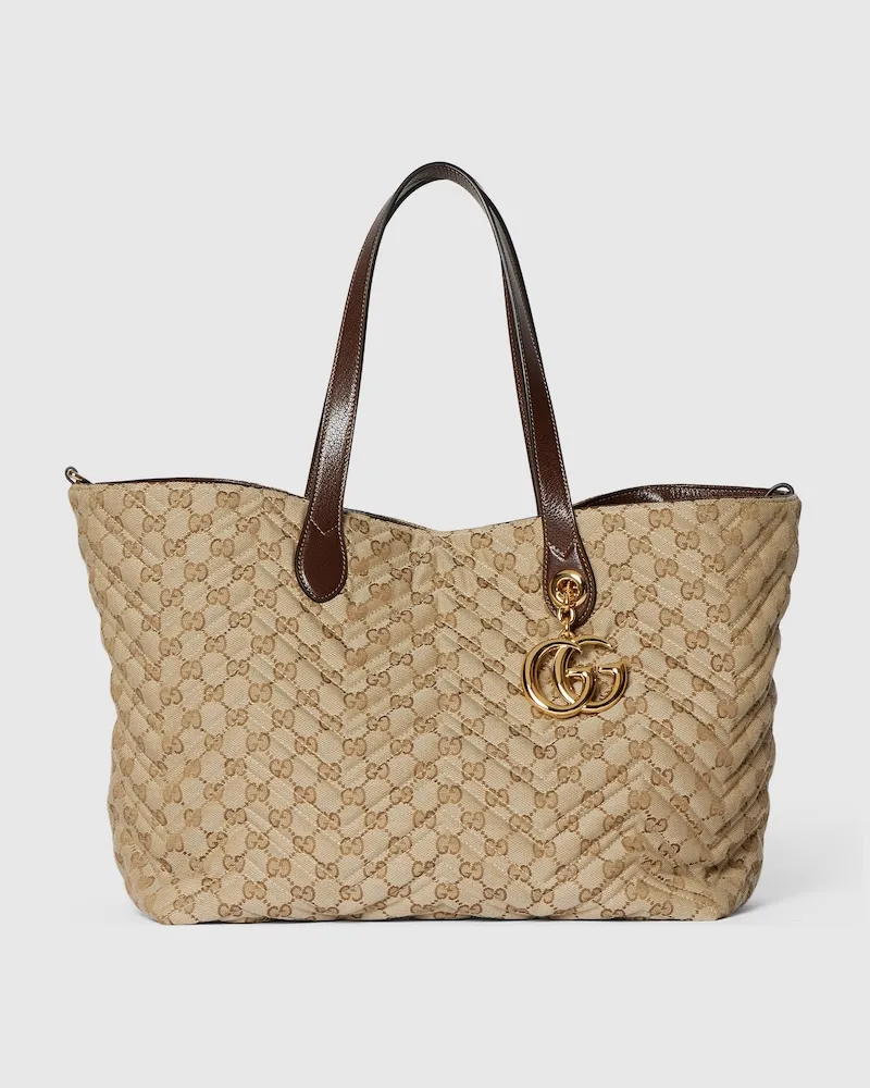 Gucci Großer GG Marmont Shopper aus Matelassé-Leder Beige