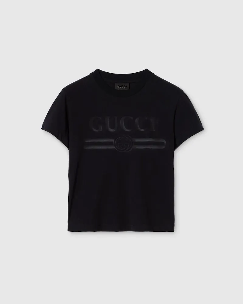 Gucci T-Shirt aus Baumwolljersey Mit Dévoré-Detail, Größe Schwarz