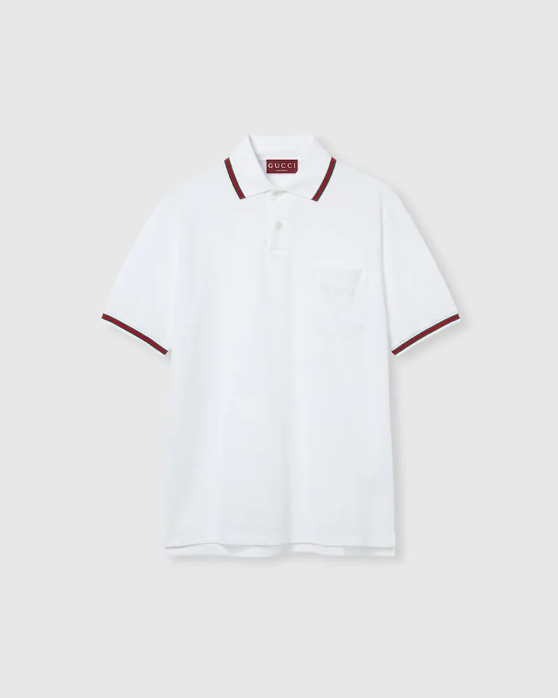Gucci Poloshirt aus Baumwolle Mit Stickerei, Größe Weiß